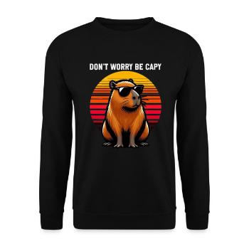 Mach Dir Keine Sorgen, Sei Capy Süße Capybara - Unisex Pullover - Schwarz - Vorne - Alina (178cm) & Michal (187cm)