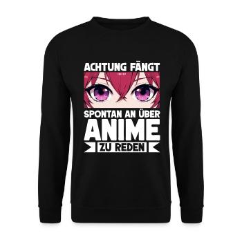 Anime Manga Otaku Japan Kawaii Waifu Anime Cosplay - Unisex Pullover - Schwarz - Vorne - Alina (178cm) & Michal (187cm)