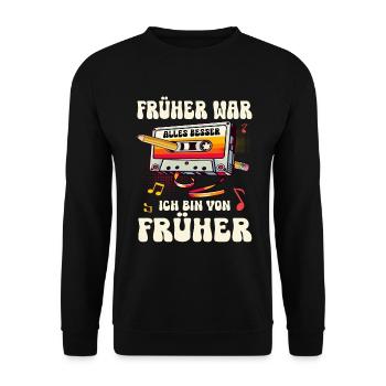 Cassettes Lecteur Mixtape Musique des années 80 Vintage - Sweat-shirt Unisexe - noir - Devant - Alina (178cm) & Michal (187cm)