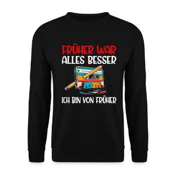 Cassettes Lecteur Mixtape Musique des années 80 Vintage - Sweat-shirt Unisexe - noir - Devant - Alina (178cm) & Michal (187cm)