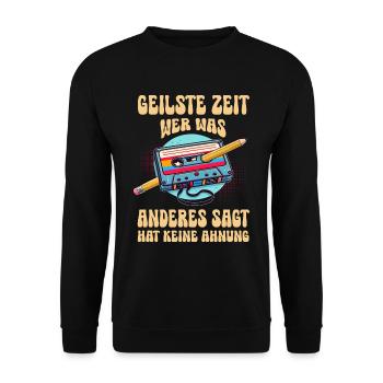 Cassettes Lecteur Mixtape Musique des années 80 Vintage - Sweat-shirt Unisexe - noir - Devant - Alina (178cm) & Michal (187cm)