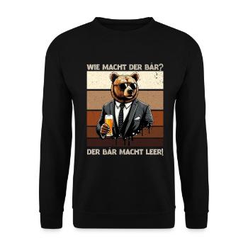 How does the bear do? The bear makes you empty! Jollier - Unisex Sweatshirt - black - Front - Alina (178cm) & Michal (187cm)