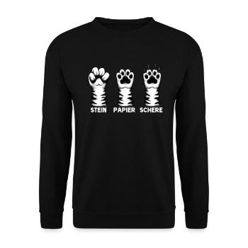Cat Stone Paper Scissors Paw Game Funny - Unisex Sweatshirt - black - Front - Alina (178cm) & Michal (187cm)