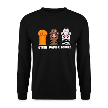 Cat Stone Paper Scissors Paw Game Funny - Unisex Sweatshirt - black - Front - Alina (178cm) & Michal (187cm)