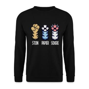 Cat Stone Paper Scissors Paw Game Funny - Unisex Sweatshirt - black - Front - Alina (178cm) & Michal (187cm)