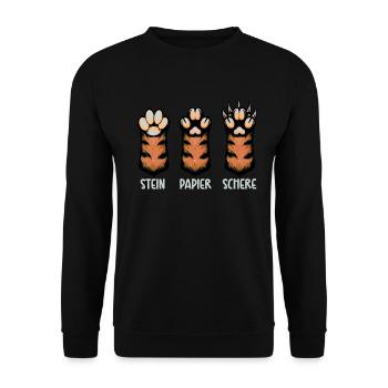 Cat Stone Paper Scissors Paw Game Funny - Unisex Sweatshirt - black - Front - Alina (178cm) & Michal (187cm)