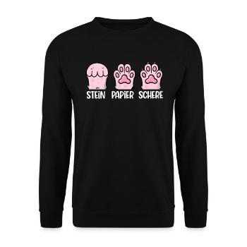 Cat Stone Paper Scissors Paw Game Funny - Unisex Sweatshirt - black - Front - Alina (178cm) & Michal (187cm)