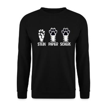 Cat Stone Paper Scissors Paw Game Funny - Unisex Sweatshirt - black - Front - Alina (178cm) & Michal (187cm)