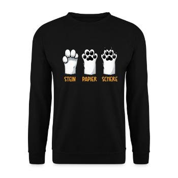 Cat Stone Paper Scissors Paw Game Funny - Unisex Sweatshirt - black - Front - Alina (178cm) & Michal (187cm)