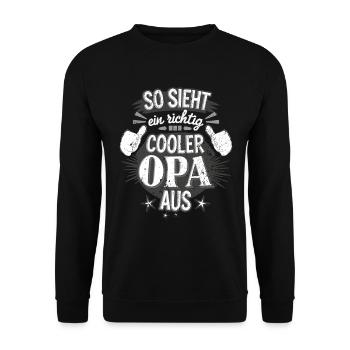 Opa Großvater Spruch - Unisex Pullover - Schwarz - Vorne - Alina (178cm) & Michal (187cm)