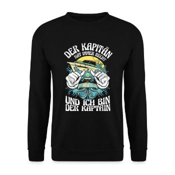Capitaine à voile Dire bateau Voilier Capitaine - Sweat-shirt Unisexe - noir - Devant - Alina (178cm) & Michal (187cm)