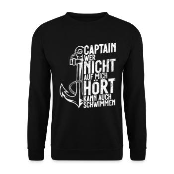 Capitaine à voile Dire bateau Voilier Capitaine - Sweat-shirt Unisexe - noir - Devant - Alina (178cm) & Michal (187cm)