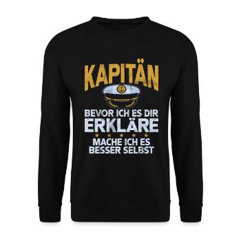 Capitaine à voile Dire bateau Voilier Capitaine - Sweat-shirt Unisexe - noir - Devant - Alina (178cm) & Michal (187cm)