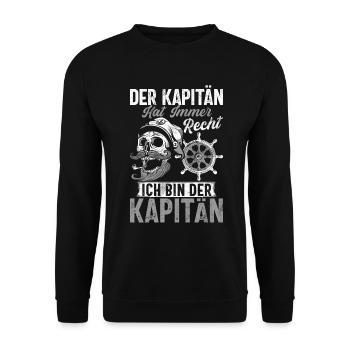 Capitaine à voile Dire bateau Voilier Capitaine - Sweat-shirt Unisexe - noir - Devant - Alina (178cm) & Michal (187cm)
