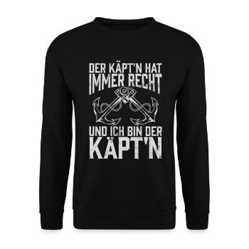 Capitaine à voile Dire bateau Voilier Capitaine - Sweat-shirt Unisexe - noir - Devant - Alina (178cm) & Michal (187cm)