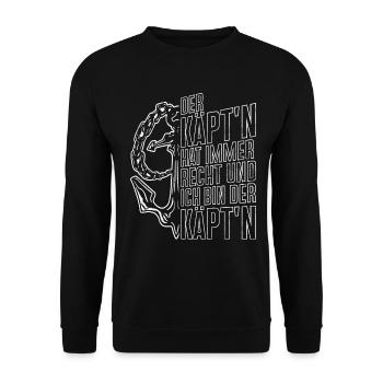 Capitaine à voile Dire bateau Voilier Capitaine - Sweat-shirt Unisexe - noir - Devant - Alina (178cm) & Michal (187cm)