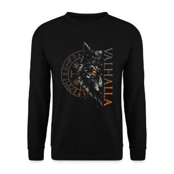 Valhalla Wolf Norse Gods Viking Compass - Unisex Sweatshirt - black - Front - Alina (178cm) & Michal (187cm)