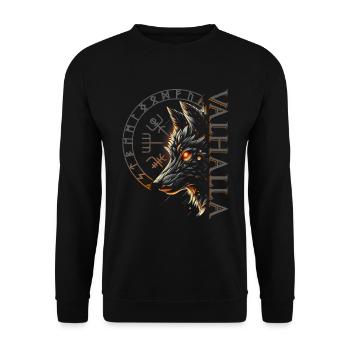 Valhalla Wolf Norse Gods Viking Compass - Unisex Sweatshirt - black - Front - Alina (178cm) & Michal (187cm)