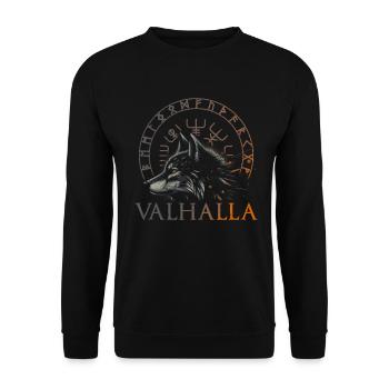 Valhalla Wolf Norse Gods Viking Compass - Unisex Sweatshirt - black - Front - Alina (178cm) & Michal (187cm)