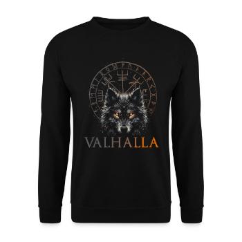 Valhalla Wolf Norse Gods Viking Compass - Unisex Sweatshirt - black - Front - Alina (178cm) & Michal (187cm)