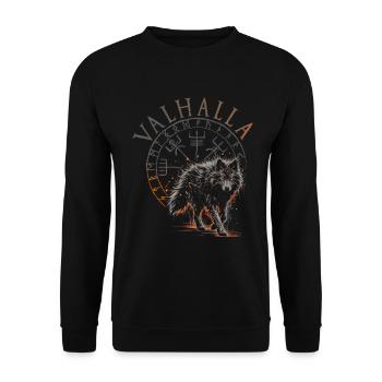 Valhalla Wolf Norse Gods Viking Compass - Unisex Sweatshirt - black - Front - Alina (178cm) & Michal (187cm)