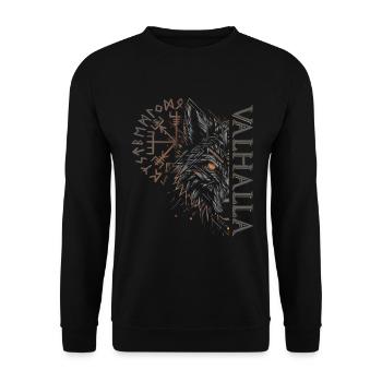 Valhalla Wolf Norse Gods Viking Compass - Unisex Sweatshirt - black - Front - Alina (178cm) & Michal (187cm)