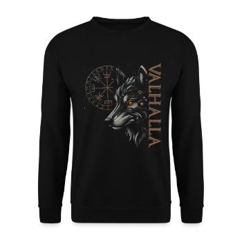 Valhalla Wolf Norse Gods Viking Compass - Unisex Sweatshirt - black - Front - Alina (178cm) & Michal (187cm)