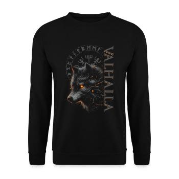 Valhalla Wolf Norse Gods Viking Compass - Unisex Sweatshirt - black - Front - Alina (178cm) & Michal (187cm)