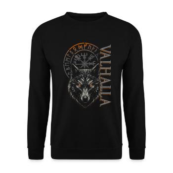 Valhalla Loup Dieux Nordiques Boussole Viking - Sweat-shirt Unisexe - noir - Devant - Alina (178cm) & Michal (187cm)