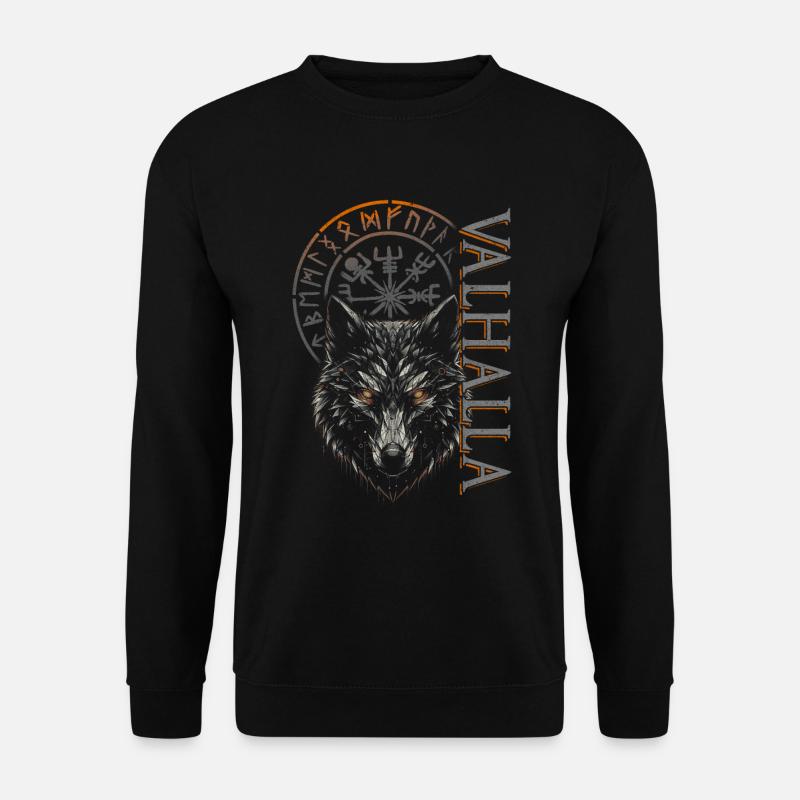 Valhalla Wolf Nordische Götter Wikinger Kompass - Unisex Pullover - Schwarz