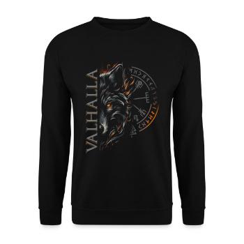 Valhalla Wolf Norse Gods Viking Compass - Unisex Sweatshirt - black - Front - Alina (178cm) & Michal (187cm)