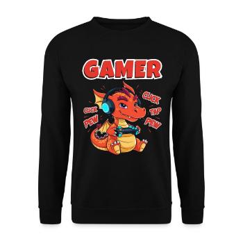 Gamer Gaming Cool Dragon Kids Video Games Kids - Unisex Sweatshirt - black - Front - Alina (178cm) & Michal (187cm)