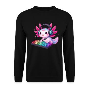 Gamesolotl Axolotl PC Gaming Gamer Lecteur vidéo - Sweat-shirt Unisexe - noir - Devant - Alina (178cm) & Michal (187cm)