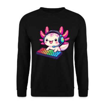 Gamesolotl Axolotl PC Gaming Gamer Lecteur vidéo - Sweat-shirt Unisexe - noir - Devant - Alina (178cm) & Michal (187cm)
