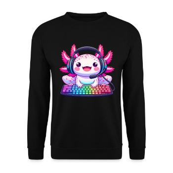 Gamesolotl Axolotl PC Gaming Gamer Video Player - Unisex Sweatshirt - black - Front - Alina (178cm) & Michal (187cm)
