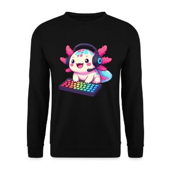 Gamesolotl Axolotl PC Gaming Gamer Video Player - Unisex Sweatshirt - black - Front - Alina (178cm) & Michal (187cm)