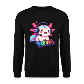 Gamesolotl Axolotl PC Gaming Gamer Video Player - Unisex Sweatshirt - black - Front - Alina (178cm) & Michal (187cm)