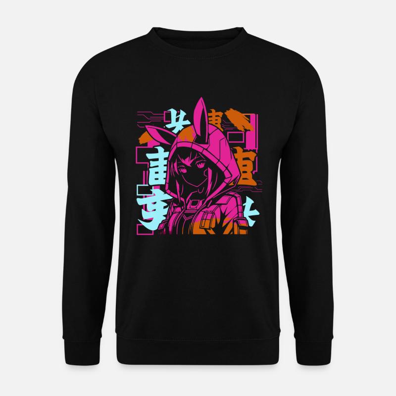 Anime Mädchen Japanische Farbenfroh Cyberpunk - Unisex Pullover - Schwarz