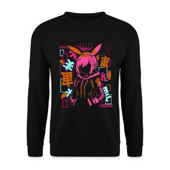 Anime Fille Japonais Coloré Cyberpunk - Sweat-shirt Unisexe - noir - Devant - Alina (178cm) & Michal (187cm)