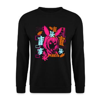 Anime Fille Japonais Coloré Cyberpunk - Sweat-shirt Unisexe - noir - Devant - Alina (178cm) & Michal (187cm)