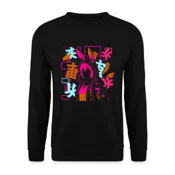 Anime Fille Japonais Coloré Cyberpunk - Sweat-shirt Unisexe - noir - Devant - Alina (178cm) & Michal (187cm)