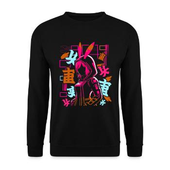 Anime Fille Japonais Coloré Cyberpunk - Sweat-shirt Unisexe - noir - Devant - Alina (178cm) & Michal (187cm)