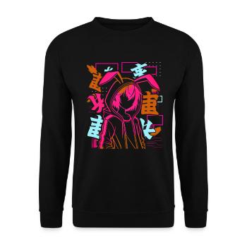 Anime Fille Japonais Coloré Cyberpunk - Sweat-shirt Unisexe - noir - Devant - Alina (178cm) & Michal (187cm)