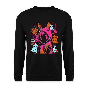 Anime Fille Japonais Coloré Cyberpunk - Sweat-shirt Unisexe - noir - Devant - Alina (178cm) & Michal (187cm)