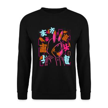 Anime Fille Japonais Coloré Cyberpunk - Sweat-shirt Unisexe - noir - Devant - Alina (178cm) & Michal (187cm)