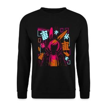 Anime Fille Japonais Coloré Cyberpunk - Sweat-shirt Unisexe - noir - Devant - Alina (178cm) & Michal (187cm)