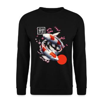 carpe koï japonaise poisson nishikigoi - Sweat-shirt Unisexe - noir - Devant - Alina (178cm) & Michal (187cm)