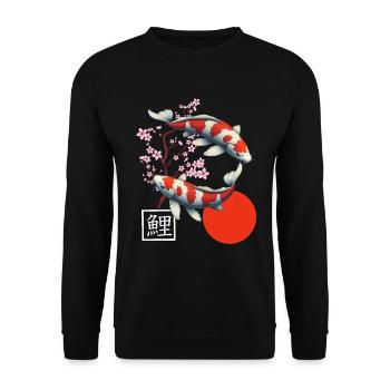carpe koï japonaise poisson nishikigoi - Sweat-shirt Unisexe - noir - Devant - Alina (178cm) & Michal (187cm)
