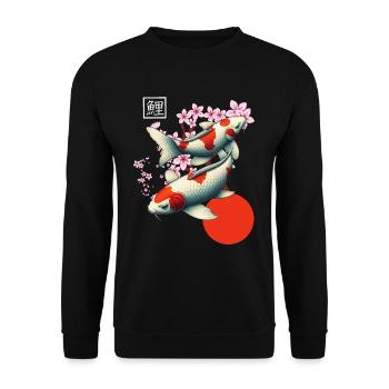 carpe koï japonaise poisson nishikigoi - Sweat-shirt Unisexe - noir - Devant - Alina (178cm) & Michal (187cm)