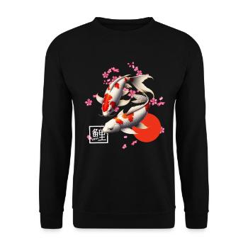carpe koï japonaise poisson nishikigoi - Sweat-shirt Unisexe - noir - Devant - Alina (178cm) & Michal (187cm)